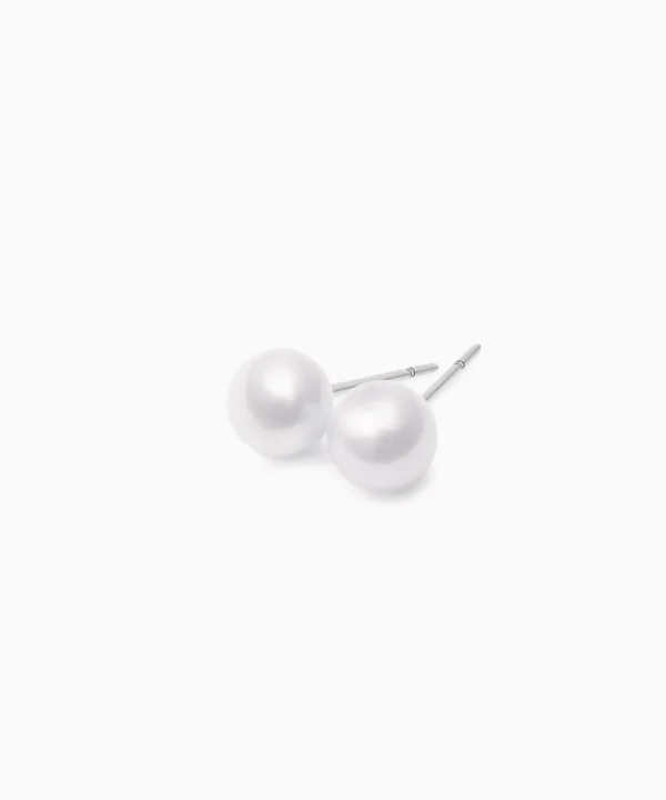 Online Musson Akoya Pearl Stud Earrings, White Gold