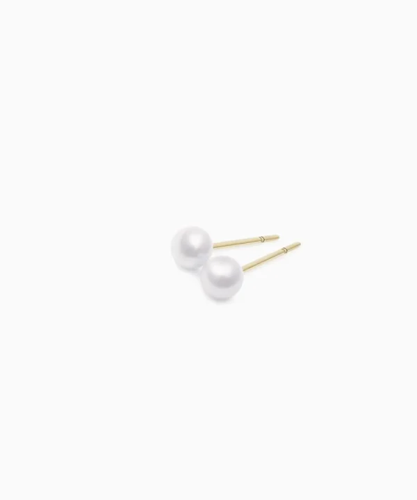 Cheap Musson Akoya Pearl Stud Earrings, Yellow Gold