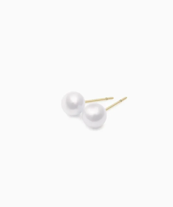 Cheap Musson Akoya Pearl Stud Earrings, Yellow Gold