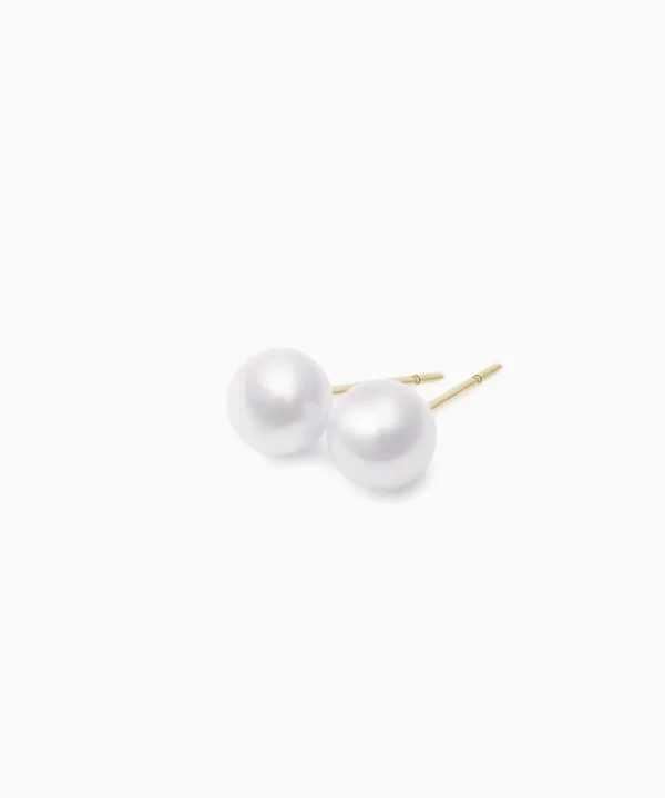 Cheap Musson Akoya Pearl Stud Earrings, Yellow Gold