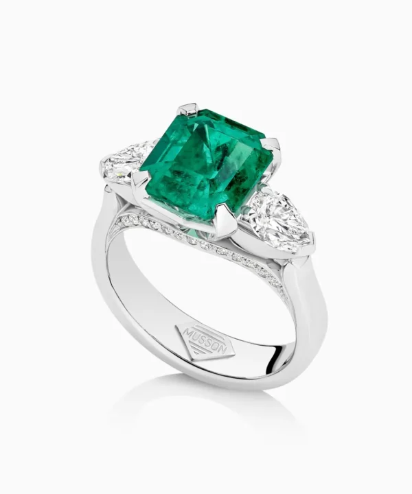 Cheap Musson Columbian Emerald and Diamond Trilogy Ring
