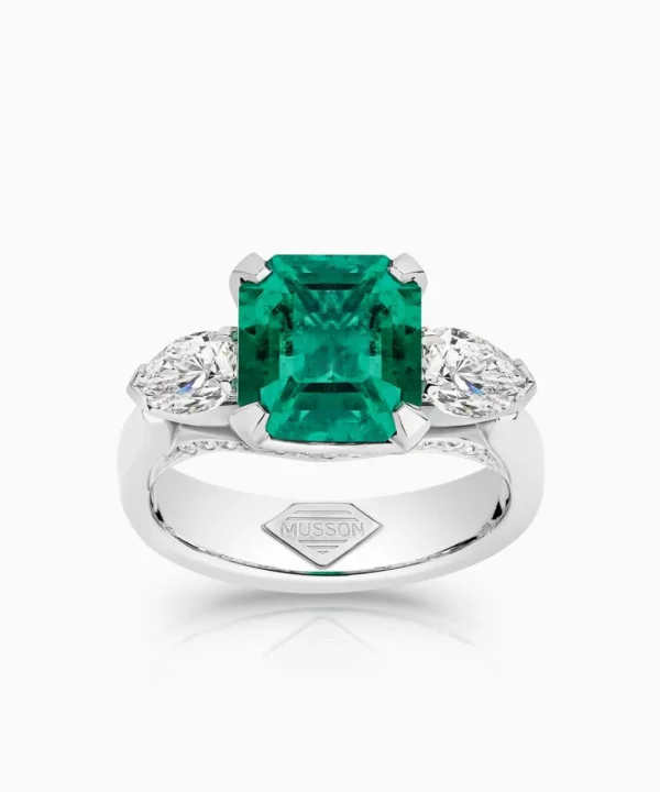 Cheap Musson Columbian Emerald and Diamond Trilogy Ring