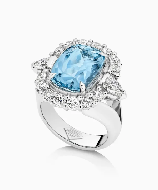 Shop Musson Grace Aquamarine and Diamond Ring