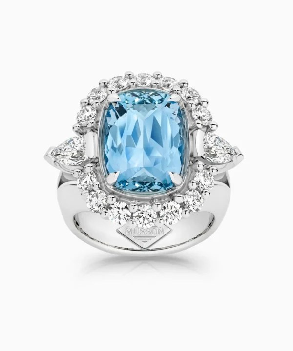 Shop Musson Grace Aquamarine and Diamond Ring