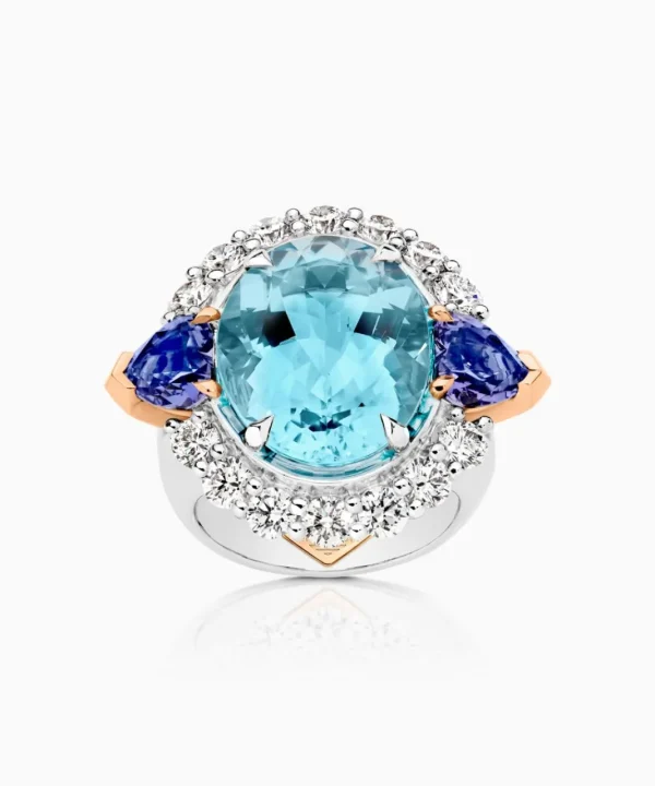 Cheap Musson Grace Aquamarine, Tanzanite and Diamond Ring