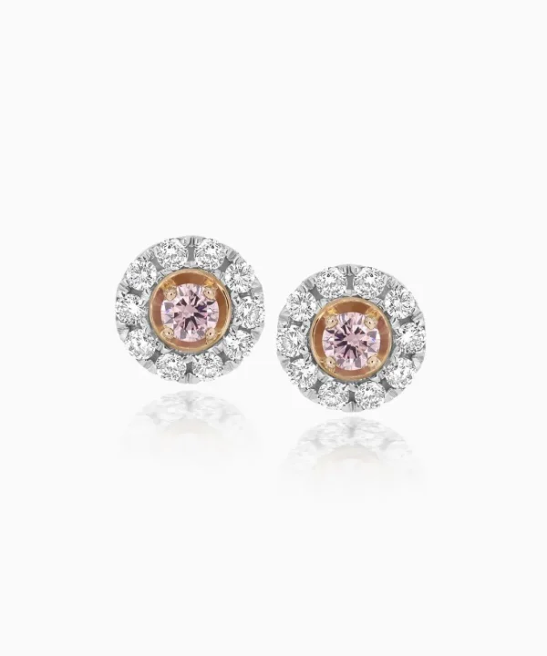 Outlet Musson Halo Argyle Pink Diamond Earrings