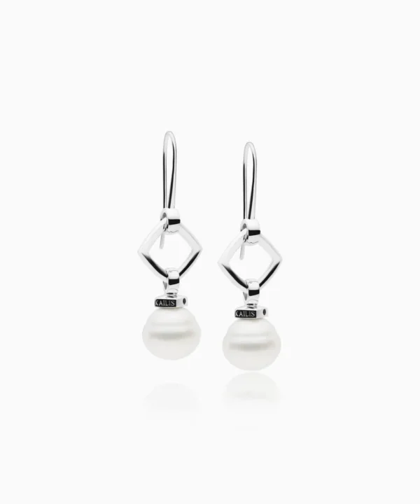 Shop Musson Kailis – Geometric Pearl Earrings, Sterling Silver