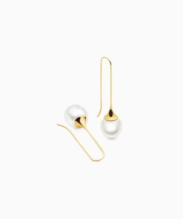 Cheap Musson Kailis - Large Trumpet Pearl Earrings, Yellow Gold