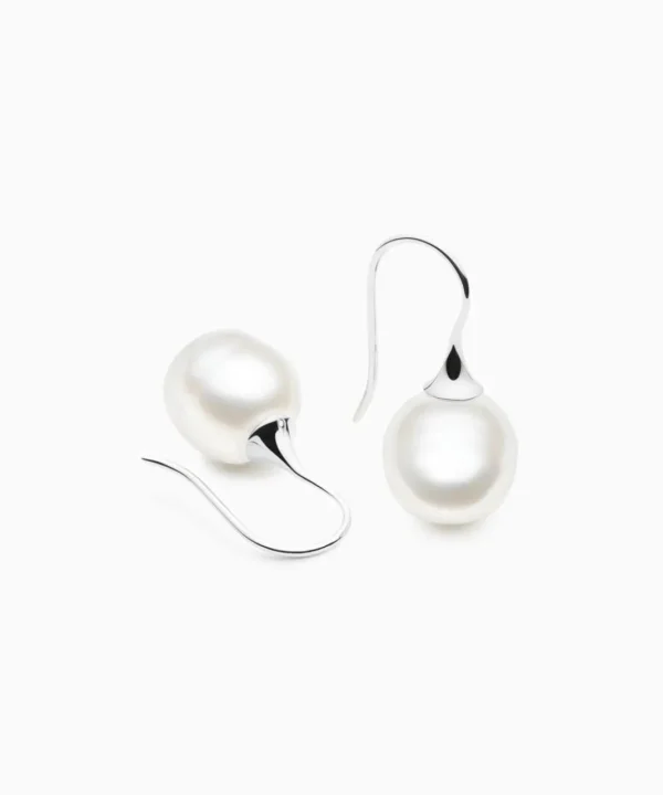 New Musson Kailis – Small Trumpet Pearl Earrings, White Gold