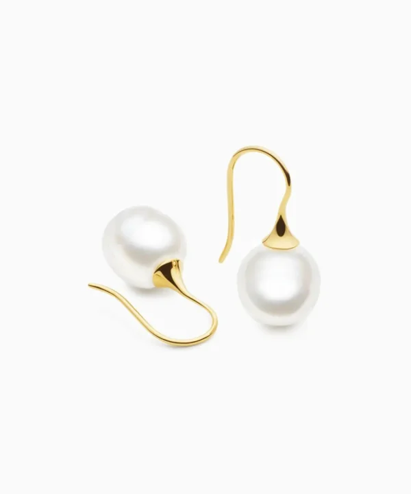 Clearance Musson Kailis – Small Trumpet Pearl Earrings, Yellow Gold