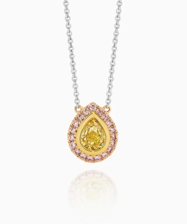 Best Sale Musson Lucie Yellow Pear and Argyle Pink Diamond Necklace