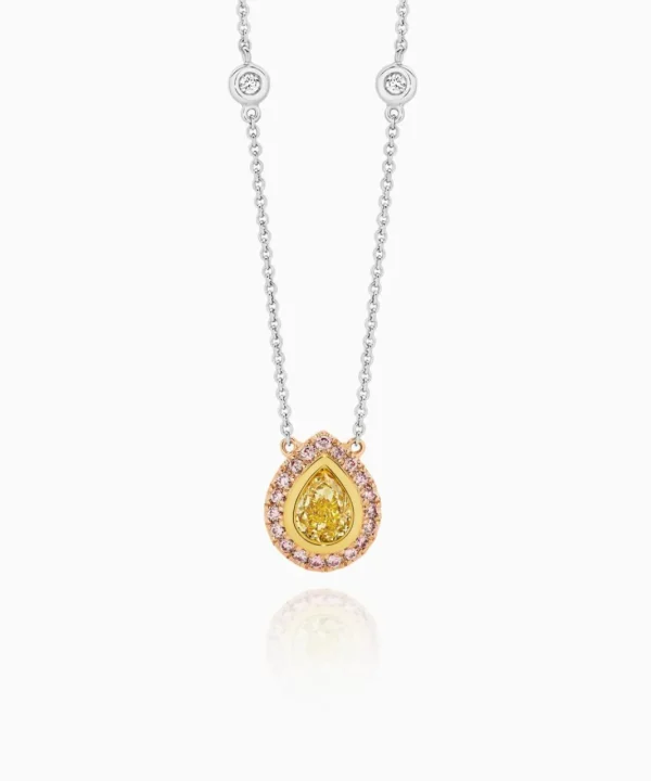 Best Sale Musson Lucie Yellow Pear and Argyle Pink Diamond Necklace