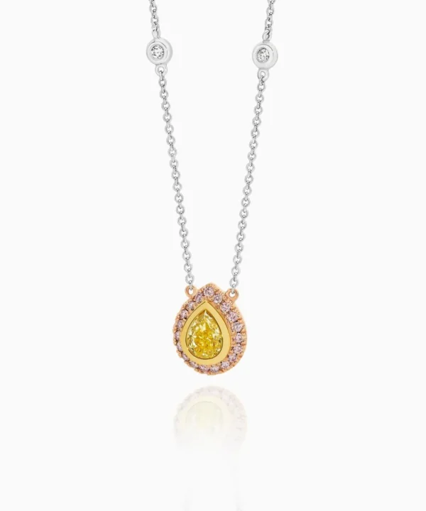 Best Sale Musson Lucie Yellow Pear and Argyle Pink Diamond Necklace