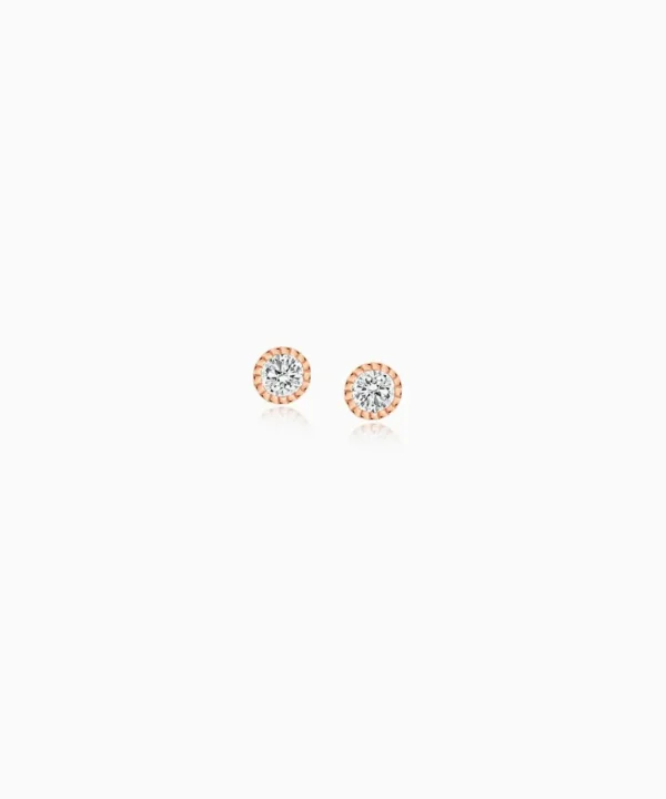 Shop Musson Milgrain Diamond Stud Earrings, Rose Gold