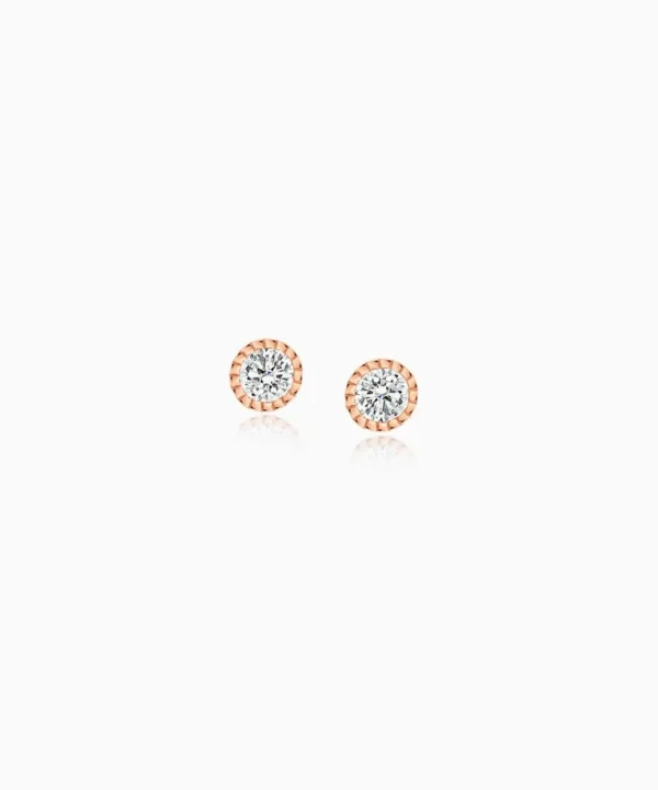 Shop Musson Milgrain Diamond Stud Earrings, Rose Gold
