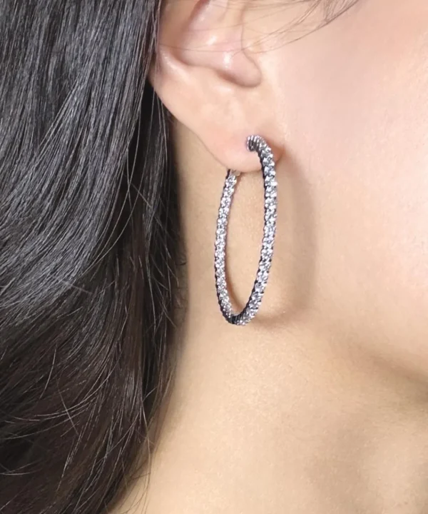 Hot Musson Statement Diamond Hoops, White Gold