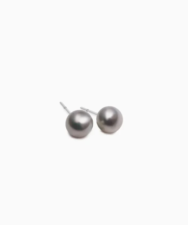 Fashion Musson Tahitian South Sea Pearl Stud Earrings, White Gold
