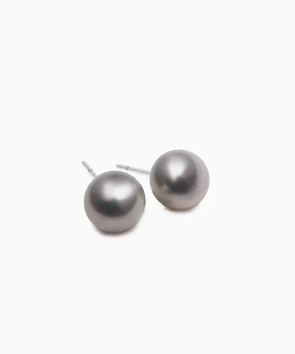 Fashion Musson Tahitian South Sea Pearl Stud Earrings, White Gold
