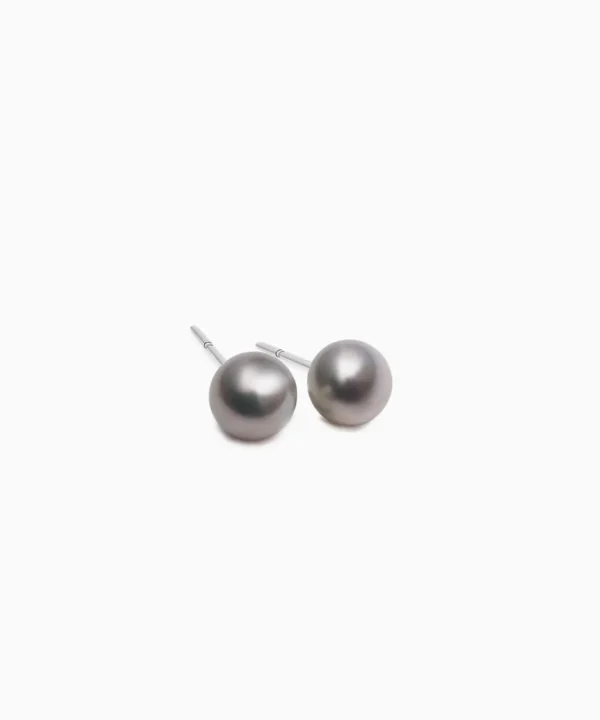 Fashion Musson Tahitian South Sea Pearl Stud Earrings, White Gold