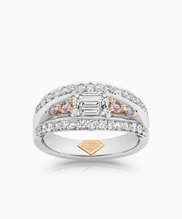 Flash Sale Musson Vivid Bridge Couture Pink and Blue Argyle Diamond Ring