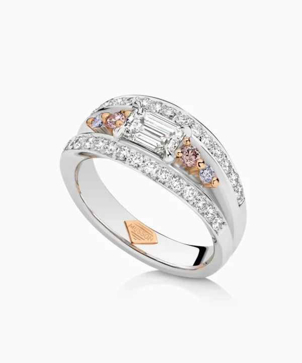 Flash Sale Musson Vivid Bridge Couture Pink and Blue Argyle Diamond Ring