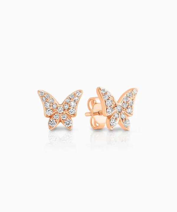 Best Musson White Butterfly Diamond Earrings - Petite