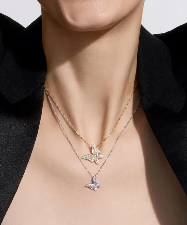 Clearance Musson White Butterfly Diamond Necklace