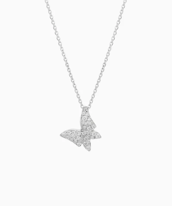 Hot Musson White Butterfly Diamond Necklace - Medio