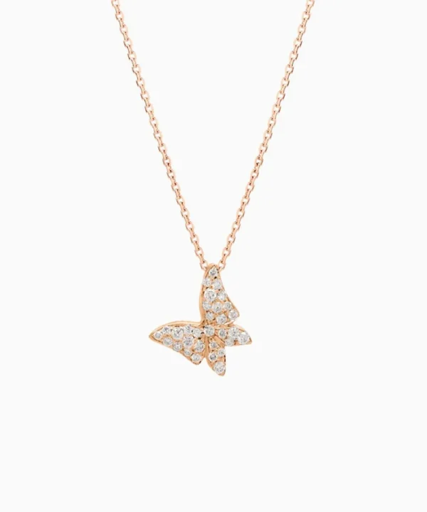 New Musson White Butterfly Diamond Necklace - Medio