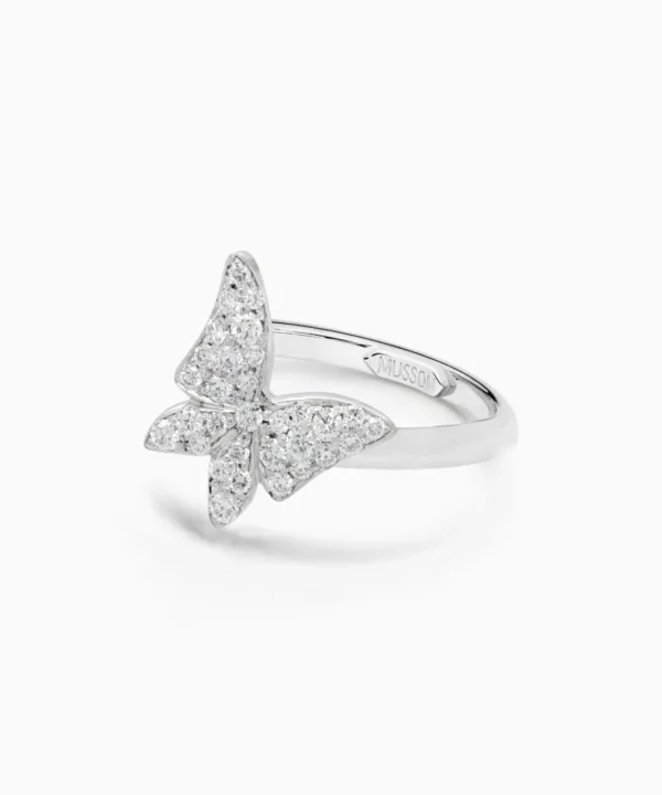 Discount Musson White Butterfly Diamond Ring - Medio